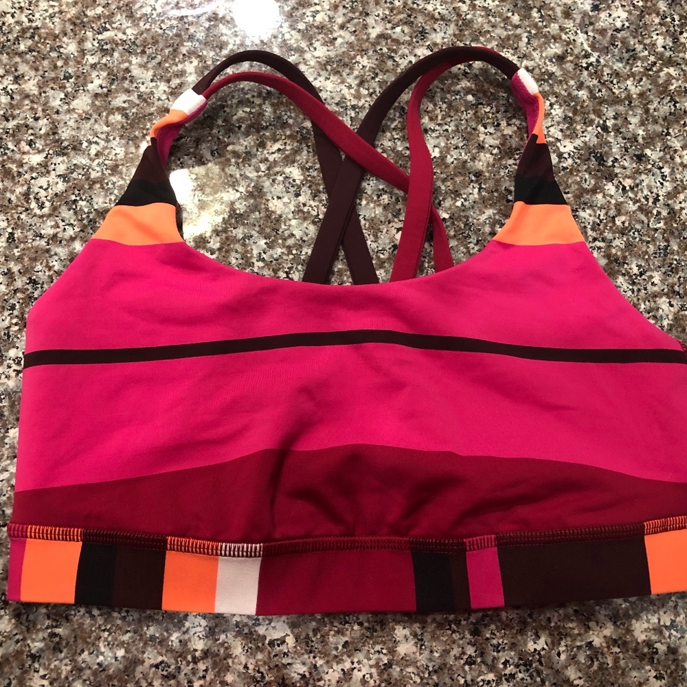 Lululemon Energy Bra Blossom Stripe Bumble Berry Ghost Size 6